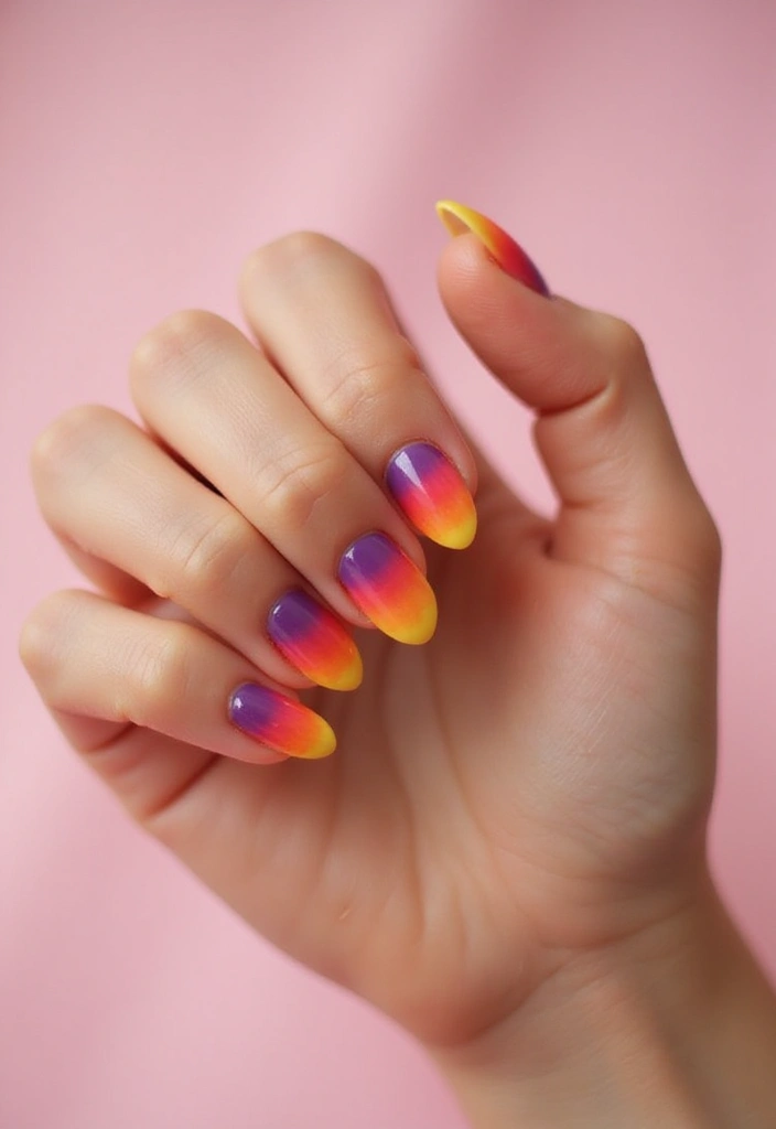 27 Nail Art for Small Hands – Designs That Enhance Proportion - 12. Gradient Rainbow Colors