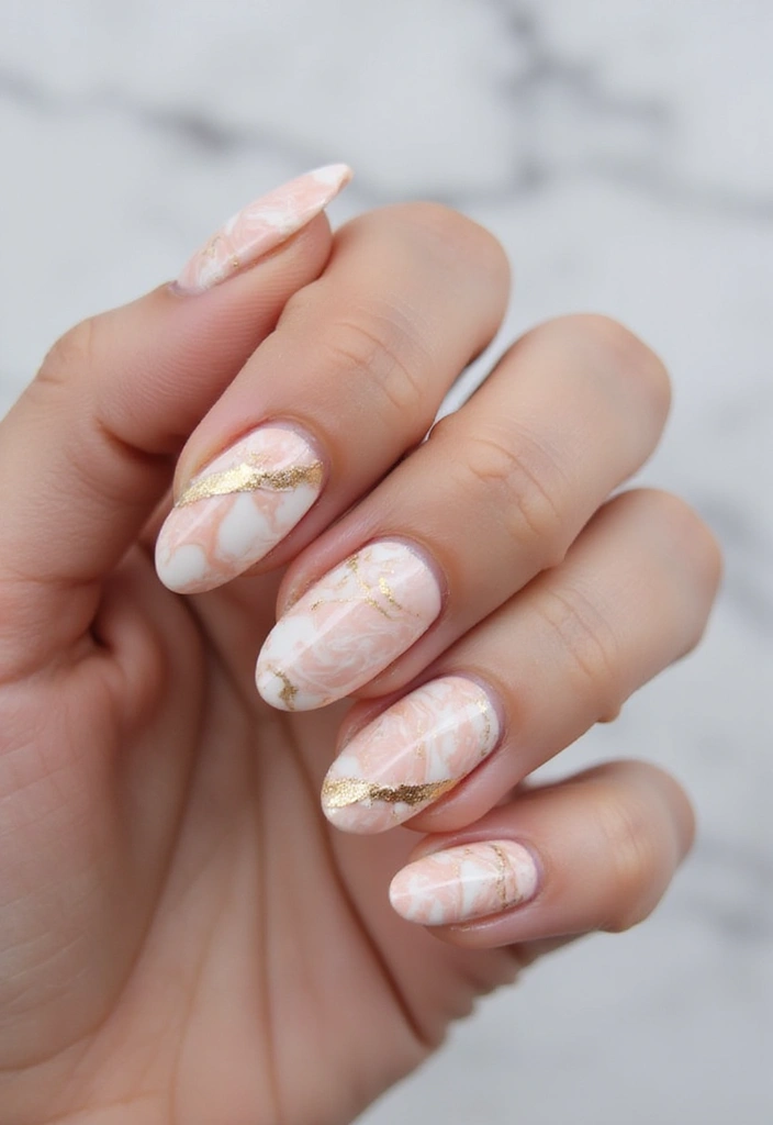 27 Nail Art for Small Hands – Designs That Enhance Proportion - 13. Chic Marble Effect
