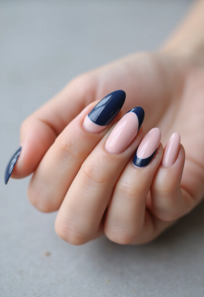 27 Nail Art for Small Hands – Designs That Enhance Proportion - 16. Creative Half-Moon Manicure