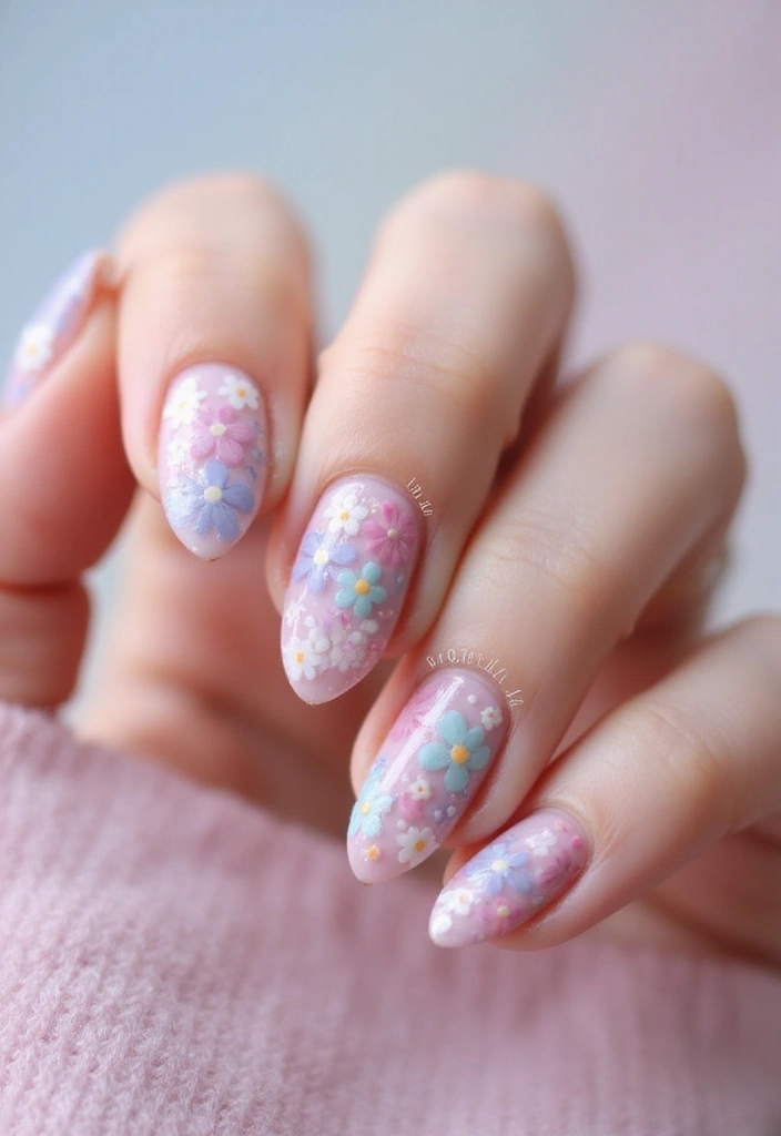 27 Nail Art for Small Hands – Designs That Enhance Proportion - 3. Floral Accent Nails to Add Charm