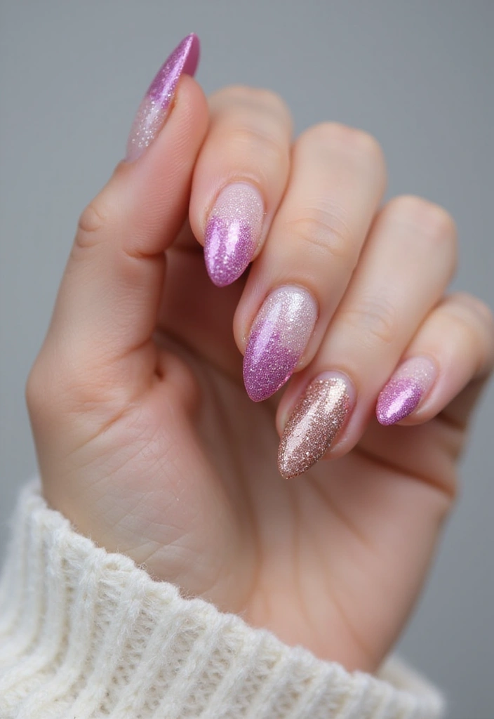 27 Nail Art for Small Hands – Designs That Enhance Proportion - 4. Sparkling Glitter Gradients