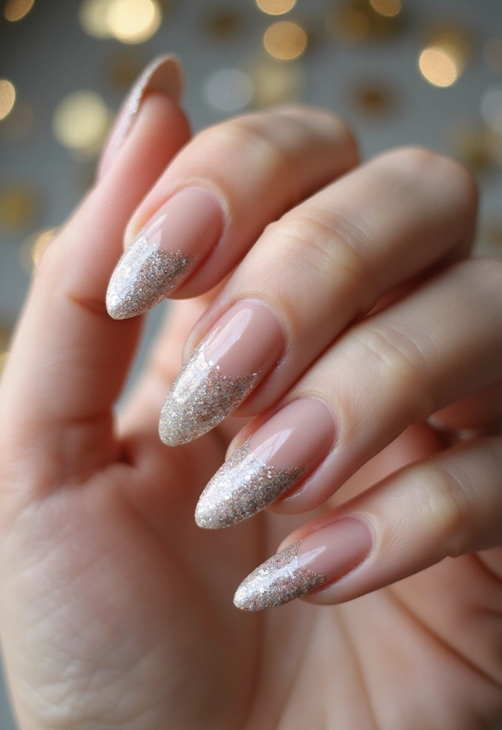 27 Sheer Nude Nails for a Natural, Polished Everyday Look - 16. Gradient Glitter