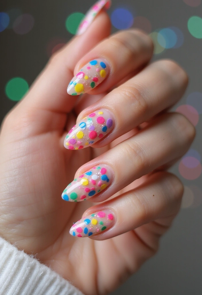 27 Sheer Nude Nails for a Natural, Polished Everyday Look - 27. Confetti Nails