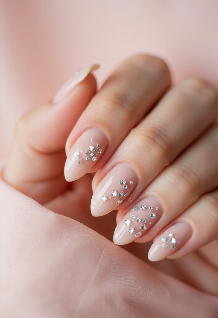 27 Sheer Nude Nails for a Natural, Polished Everyday Look - 8. Sheer with Rhinestones