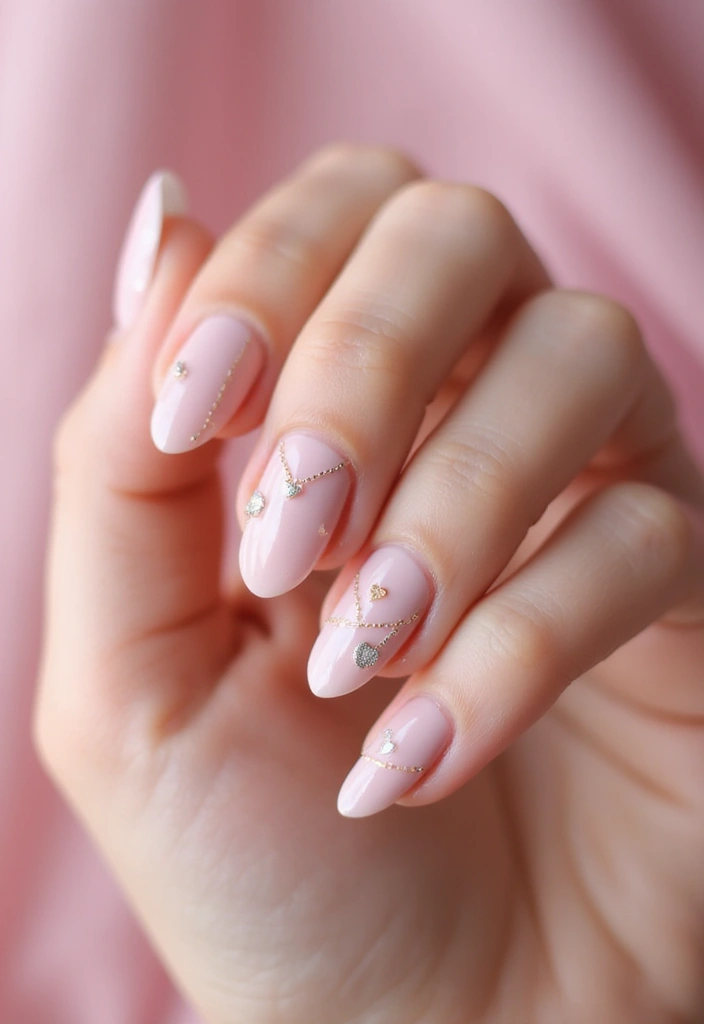 27 Valentine’s Day Nail Ideas with Hearts & Red Hues - 19. Charming Heart Chains