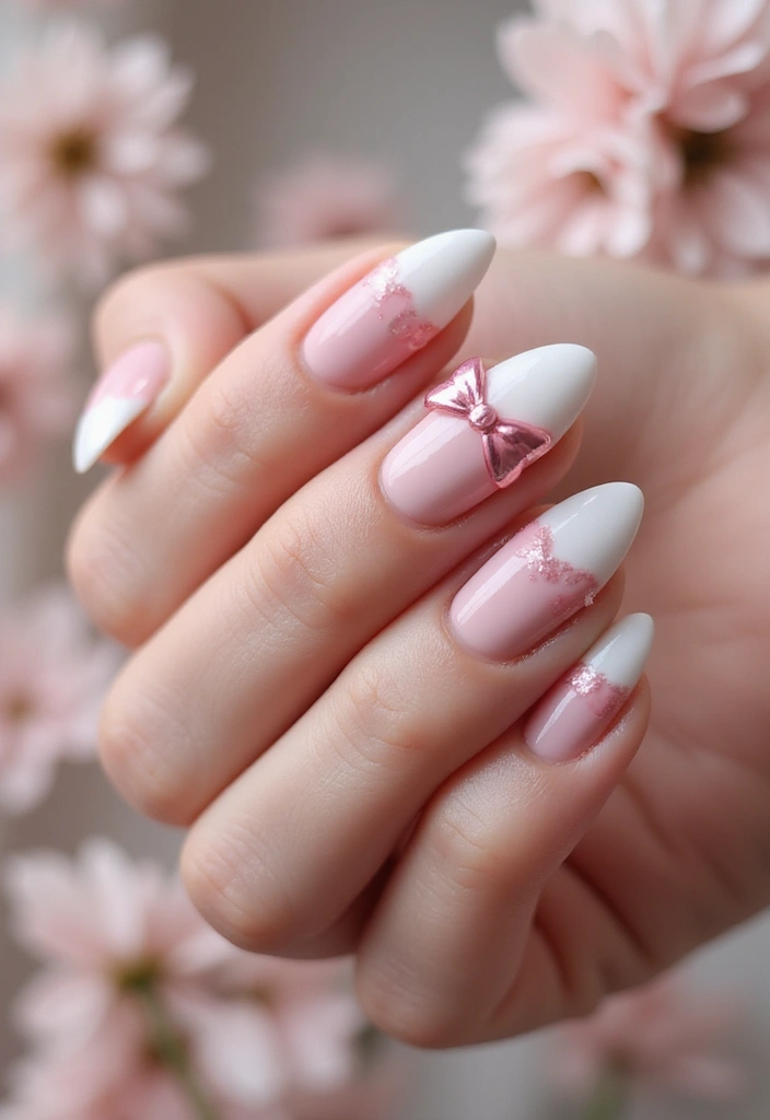 27 Valentine’s Day Nail Ideas with Hearts & Red Hues - 23. Heart-Shaped Bows