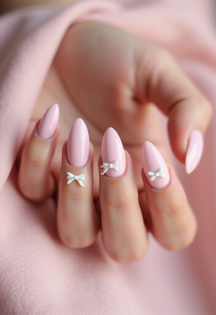 28 Balletcore Nails to Match Your Soft, Dreamy Aesthetic - 16. Ballerina Bows