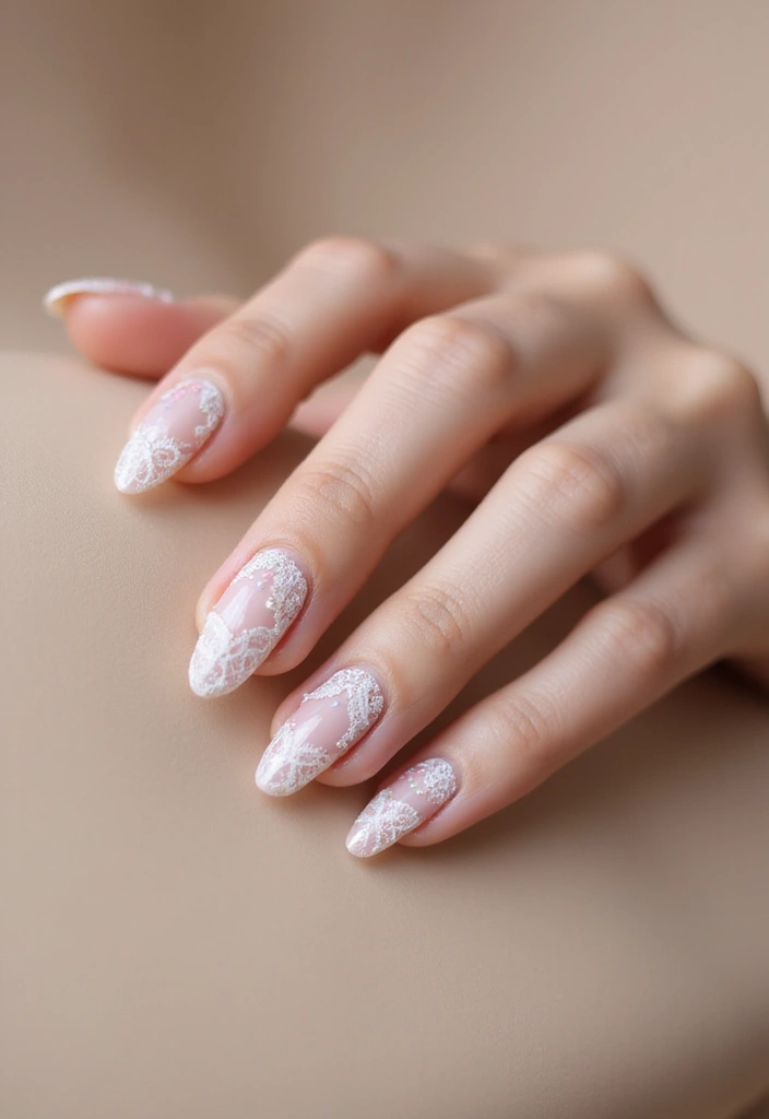 28 Balletcore Nails to Match Your Soft, Dreamy Aesthetic - 17. Lace & Pearls