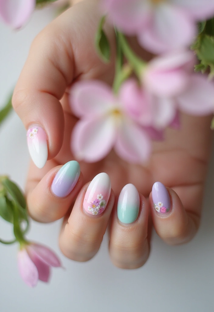28 Balletcore Nails to Match Your Soft, Dreamy Aesthetic - 24. Ombre Flowers