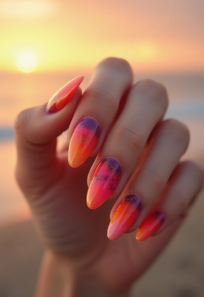 28 Balletcore Nails to Match Your Soft, Dreamy Aesthetic - 26. Shimmery Sunset