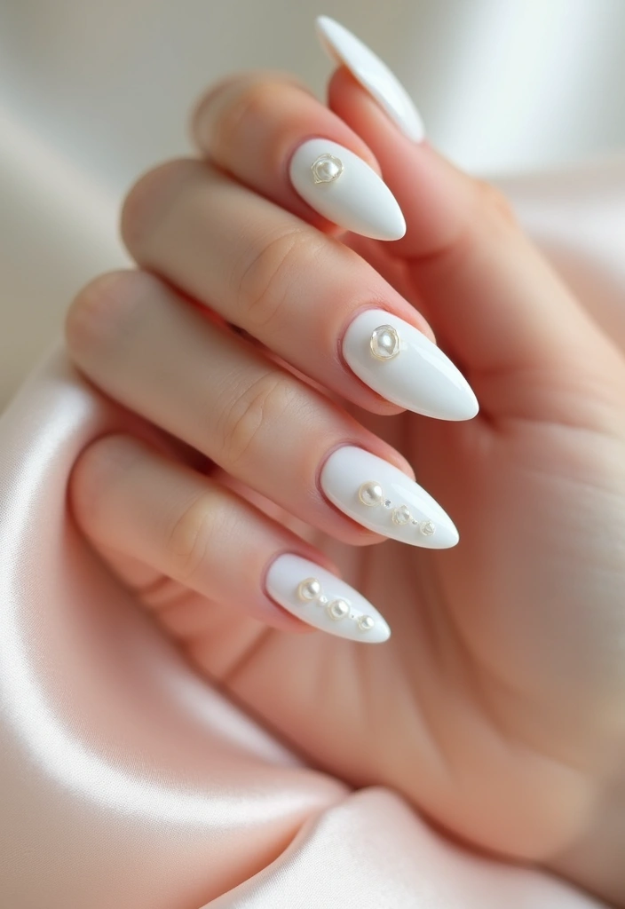28 Bridal Nails Simple – Elegant & Timeless for Your Big Day - 12. Sheer White with Pearl Accents
