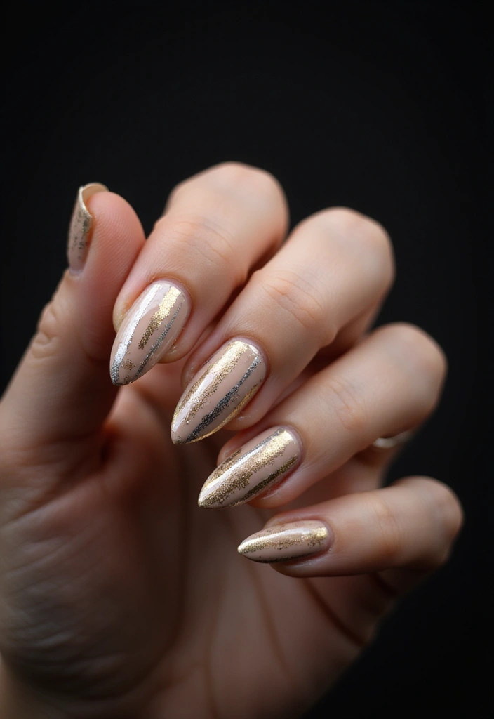28 Bridal Nails Simple – Elegant & Timeless for Your Big Day - 25. Chic Foil Stripes