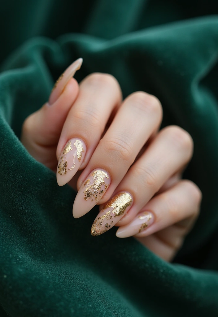 28 Bridal Nails Simple – Elegant & Timeless for Your Big Day - 4. Elegant Nude with Gold Foil