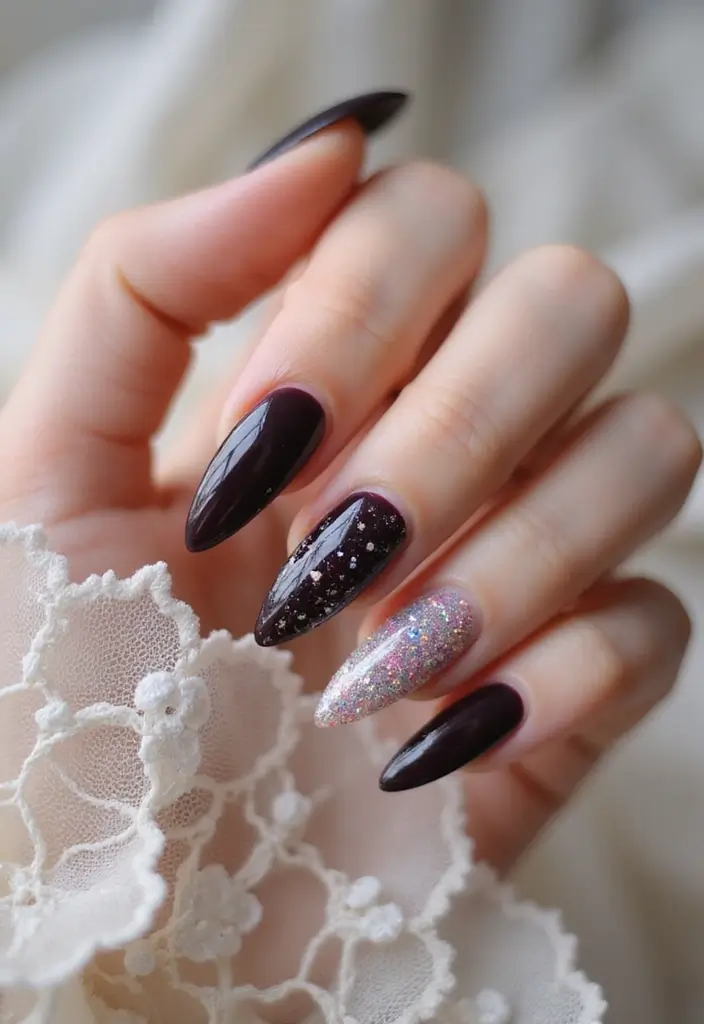 28 Nude Bridal Nails That Complement Every Dress - 18. Bold Ombre with Glitter