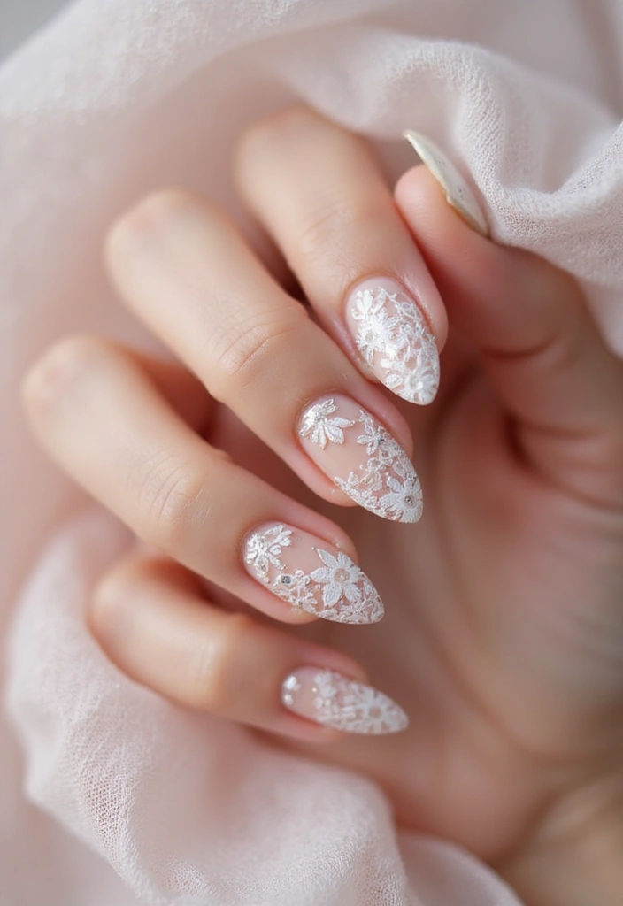 28 Nude Bridal Nails That Complement Every Dress - 19. Lace Patterns
