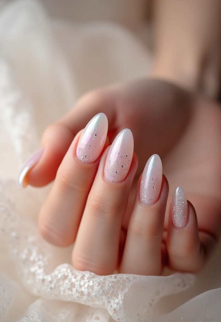 28 Nude Bridal Nails That Complement Every Dress - 24. Pearlized Tones