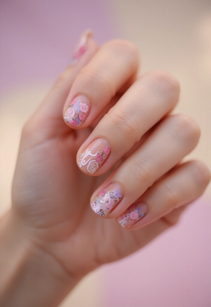 28 Nude Bridal Nails That Complement Every Dress - 26. Whimsical Swirls