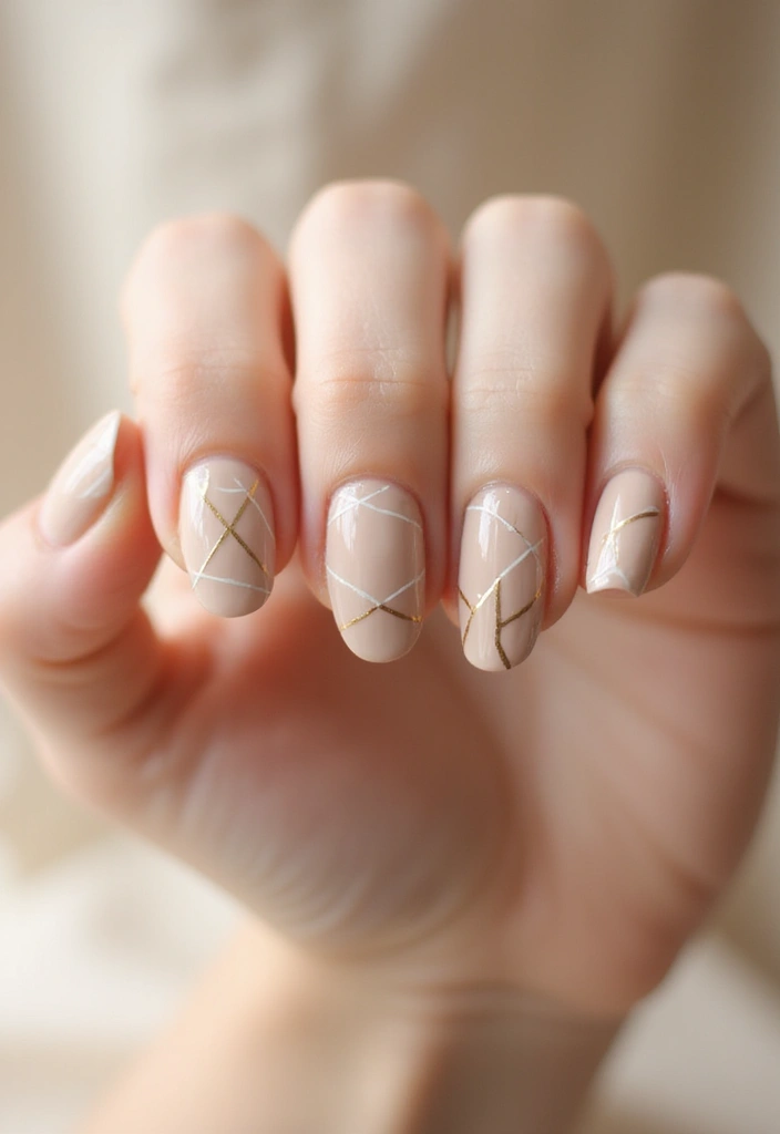 28 Nude Bridal Nails That Complement Every Dress - 4. Minimalist Geometric Nails