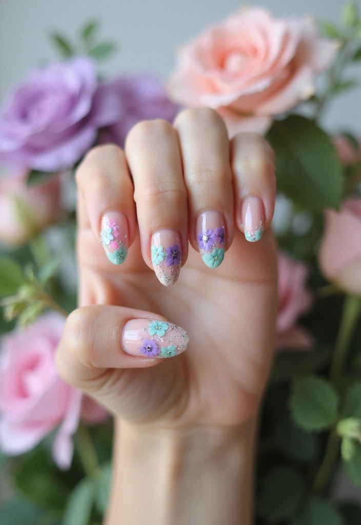 28 Nude Bridal Nails That Complement Every Dress - 5. Delicate Floral Accents
