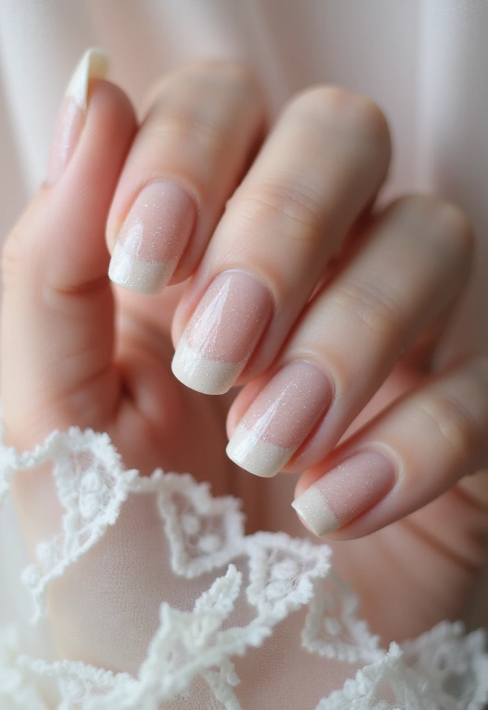28 Nude Bridal Nails That Complement Every Dress - 6. Soft Glitter Fade