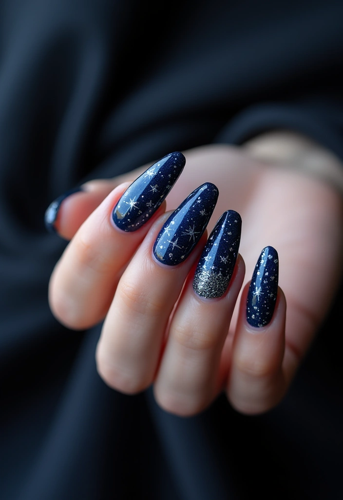 28 Stiletto Nails for Beginners – How to Rock the Drama - 12. Starry Nights