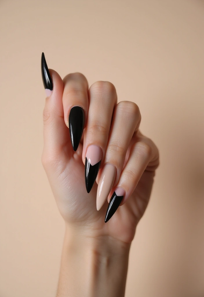 28 Stiletto Nails for Beginners – How to Rock the Drama - 19. Minimalistic Lines
