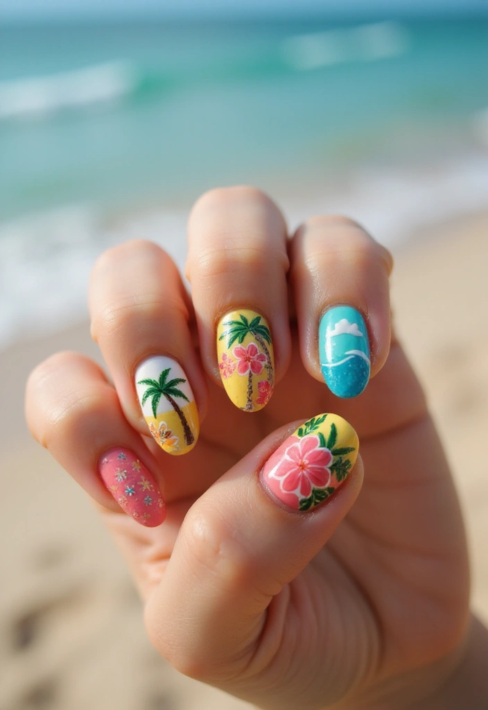 28 Stiletto Nails for Beginners – How to Rock the Drama - 20. Fun Tropical Vibes