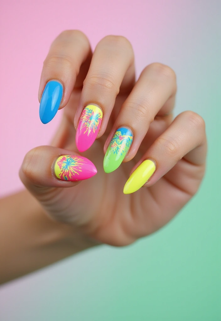28 Stiletto Nails for Beginners – How to Rock the Drama - 26. Brilliant Color Mashup