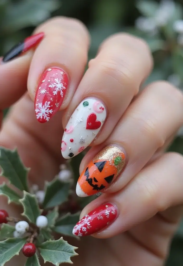 28 Stiletto Nails for Beginners – How to Rock the Drama - 28. Seasonal Themed Nails