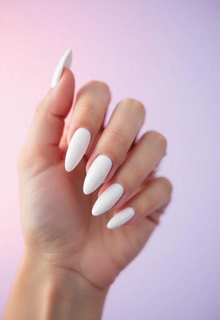 28 Stiletto Nails for Beginners – How to Rock the Drama - 3. Simple White Stiletto