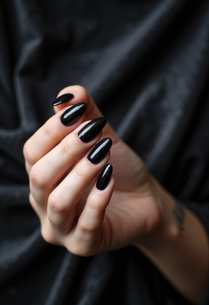 28 Stiletto Nails for Beginners – How to Rock the Drama - 5. Solid Black Stiletto