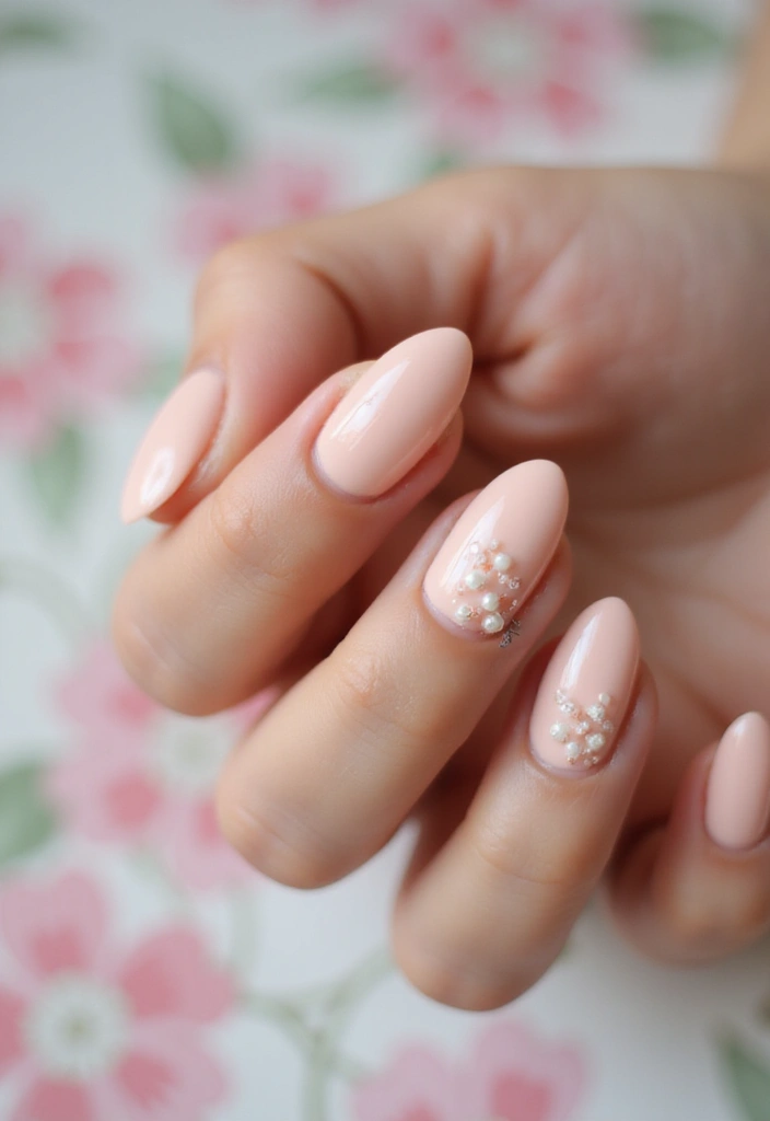 28 Wedding Nail Art with Pearls, Crystals & Delicate Details - 1. Subtle Pearls with a Sheer Base