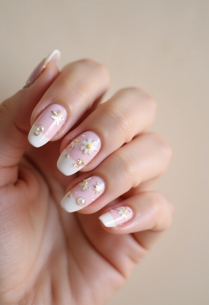28 Wedding Nail Art with Pearls, Crystals & Delicate Details - 11. Delicate Accents on Negative Space