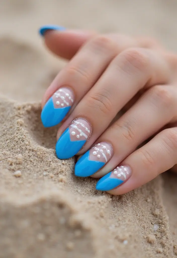 28 Wedding Nail Art with Pearls, Crystals & Delicate Details - 14. Nautical Inspired with Pearls
