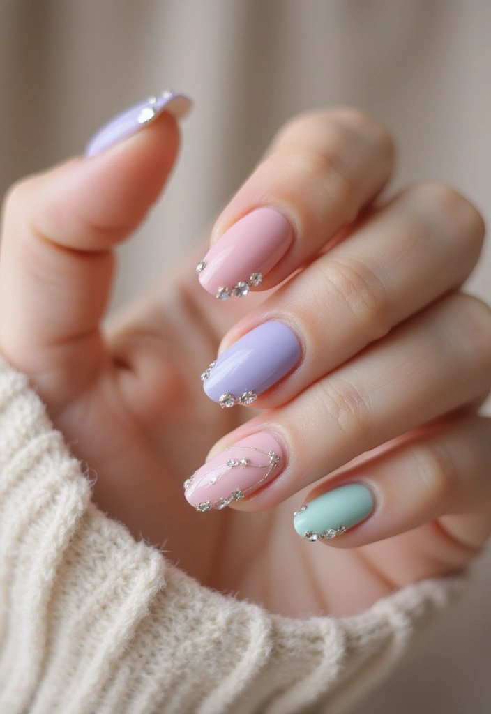 28 Wedding Nail Art with Pearls, Crystals & Delicate Details - 28. Elegant String Art with Crystals