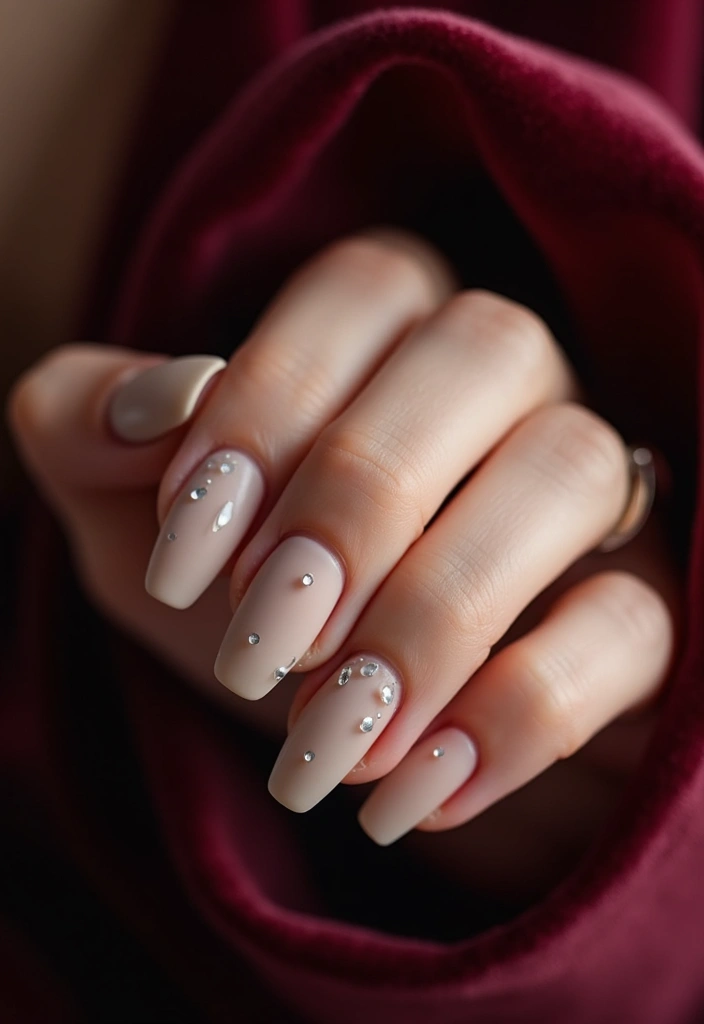 28 Wedding Nail Art with Pearls, Crystals & Delicate Details - 8. Elegant Matte Finish with Pearl Accents
