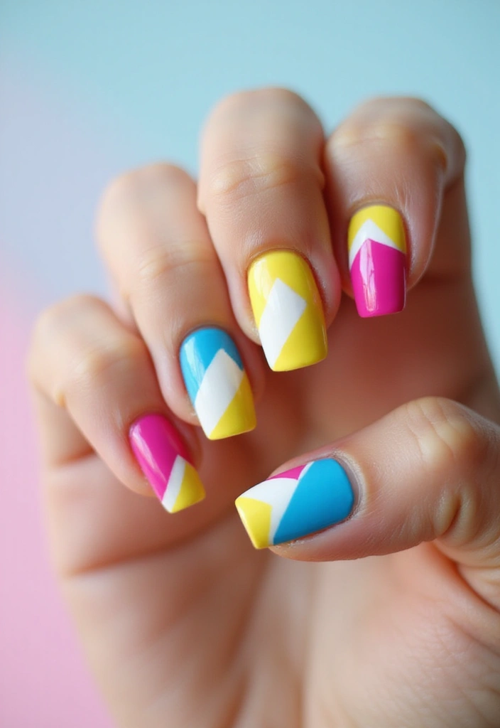 28 Y2K Nails Revival: Chunky Glitter, Rhinestones & Fun Vibes - 14. Bold Color Blocks