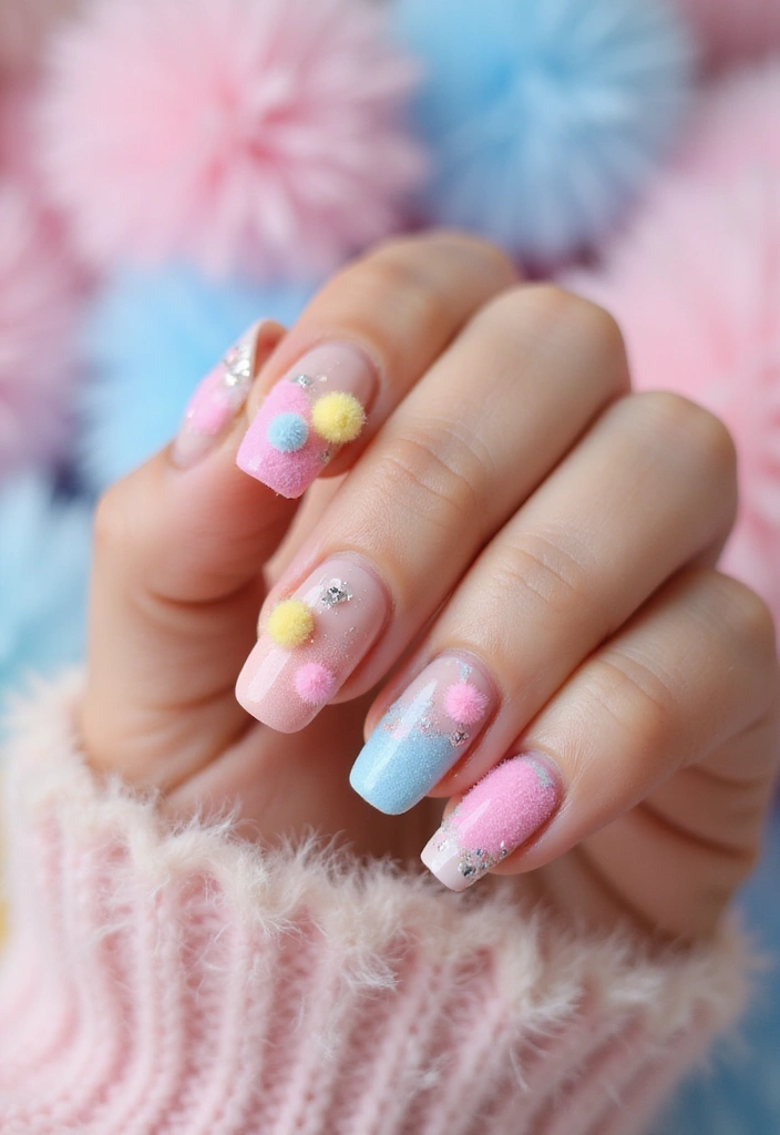 28 Y2K Nails Revival: Chunky Glitter, Rhinestones & Fun Vibes - 19. Fluffy Nail Art