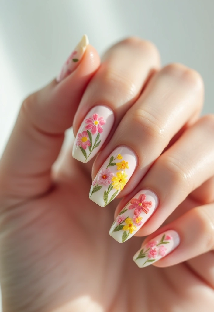 28 Y2K Nails Revival: Chunky Glitter, Rhinestones & Fun Vibes - 21. Floral Frenzy