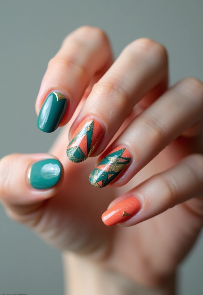 28 Y2K Nails Revival: Chunky Glitter, Rhinestones & Fun Vibes - 23. Geometric Shapes & Patterns