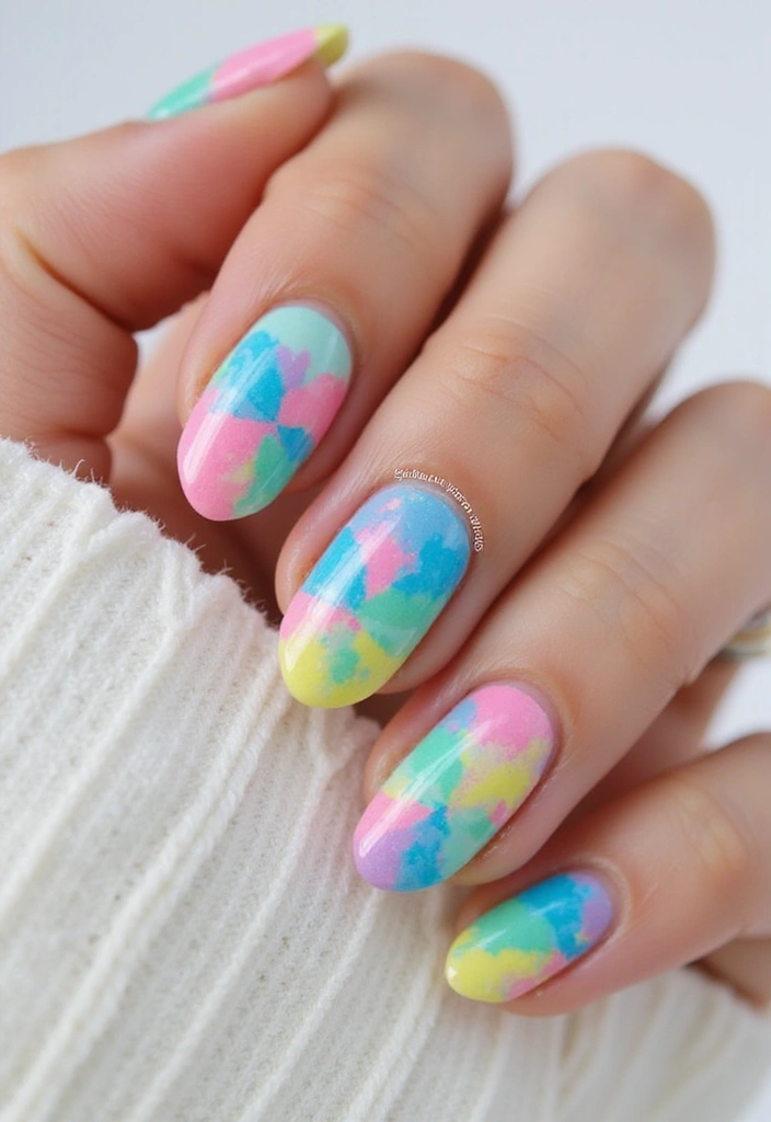 28 Y2K Nails Revival: Chunky Glitter, Rhinestones & Fun Vibes - 7. Tie-Dye Delight