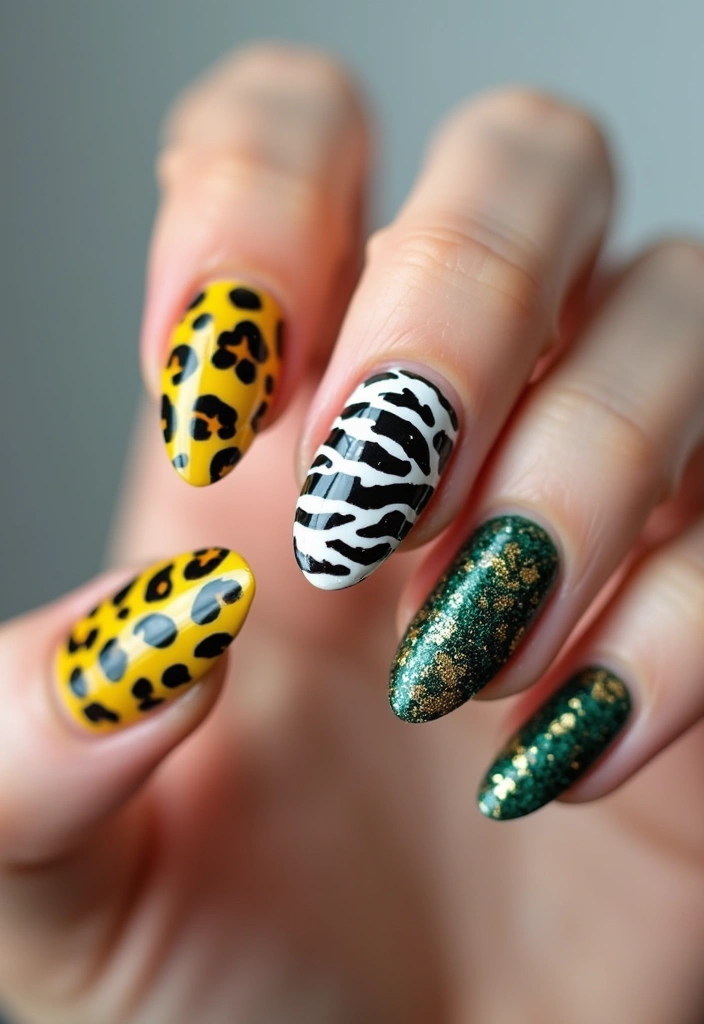 28 Y2K Nails Revival: Chunky Glitter, Rhinestones & Fun Vibes - 9. Animal Print Fun