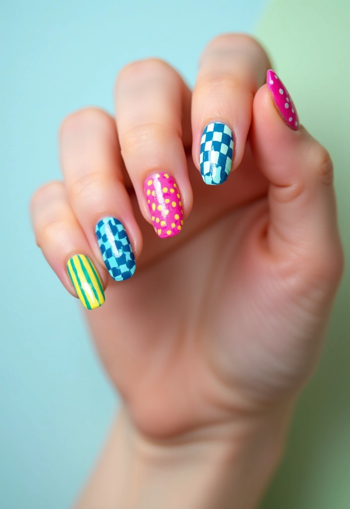 29 Bridesmaid Nails Matching – Coordinated Looks for the Crew - 15. Fun and Funky Patterns