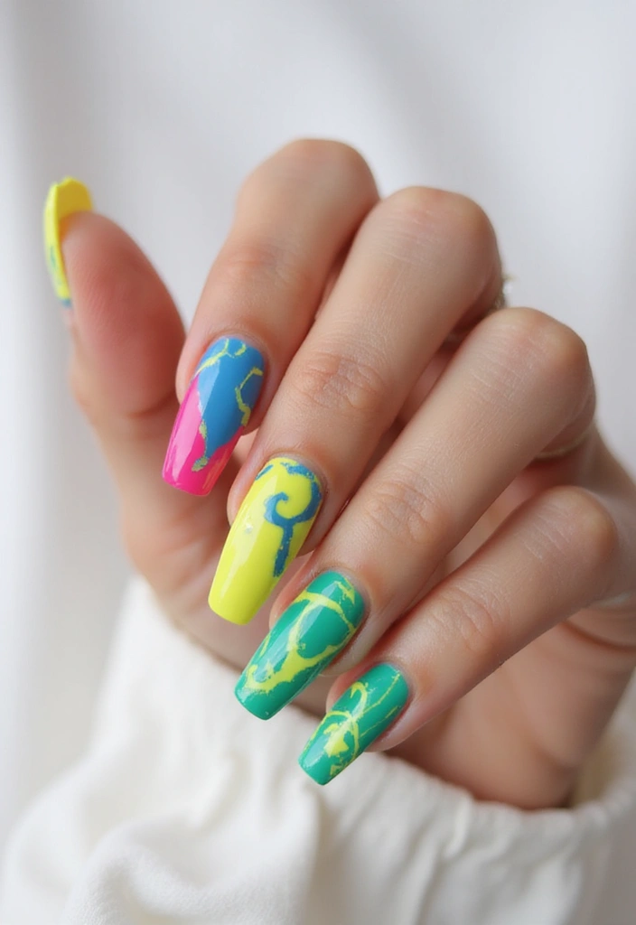 29 Bridesmaid Nails Matching – Coordinated Looks for the Crew - 16. Bold Color Blocking