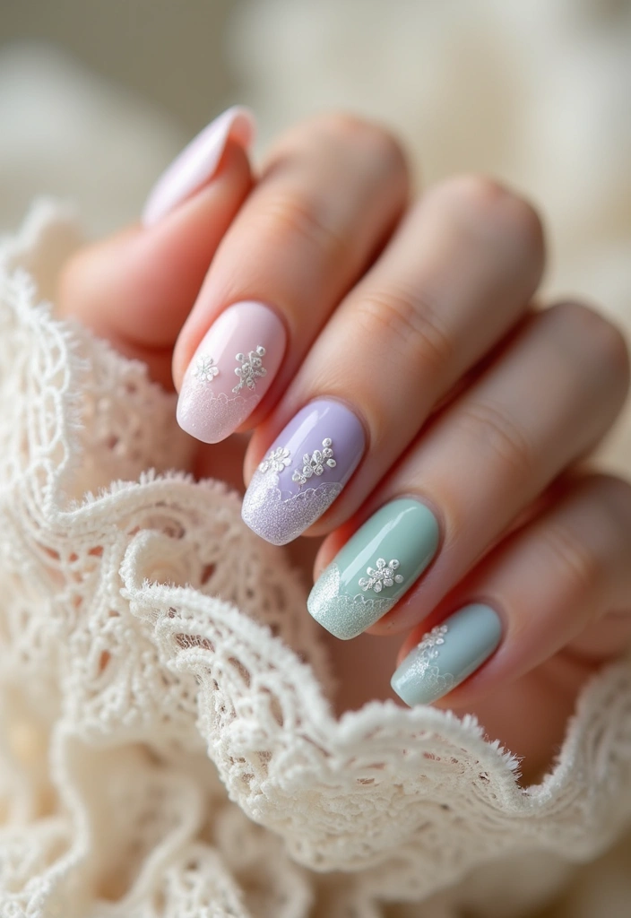 29 Bridesmaid Nails Matching – Coordinated Looks for the Crew - 17. Elegant Lace Patterns