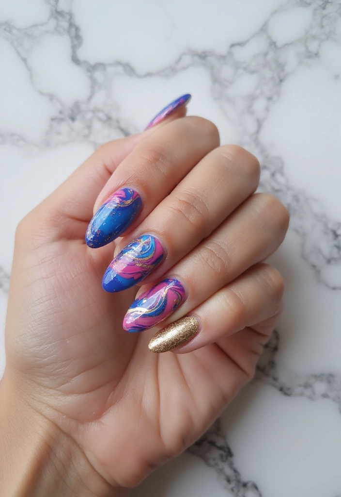 29 Bridesmaid Nails Matching – Coordinated Looks for the Crew - 20. Colorful Marble Effect