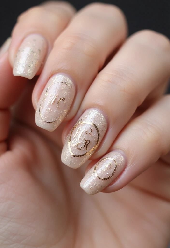 29 Bridesmaid Nails Matching – Coordinated Looks for the Crew - 21. Personalized Initials or Dates
