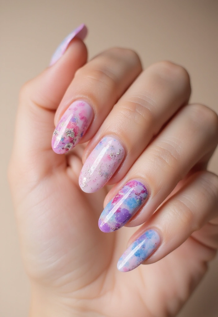 29 Bridesmaid Nails Matching – Coordinated Looks for the Crew - 27. Artistic Watercolor