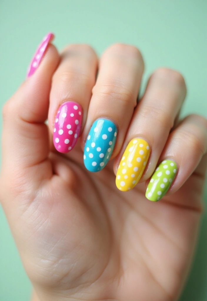 29 Bridesmaid Nails Matching – Coordinated Looks for the Crew - 28. Iconic Polka Dots