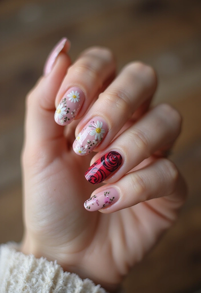 29 Bridesmaid Nails Matching – Coordinated Looks for the Crew - 3. Floral Nail Art